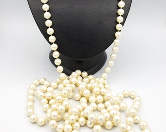 94 Inch Knotted Faux Pearl Very Long Opera Length Necklace