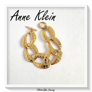 Anne Klein Big Chunky Gold Link Bracelet, Bright Glossy Gold Tone