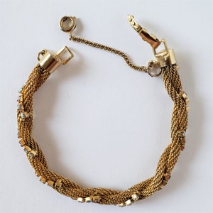 Delicate Gold Mesh and AB Rhinestone Vintage Bracelet