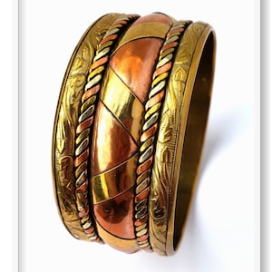 CLEARANCE - Copper and Brass Big Chunky Bangle Bracelet