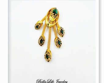 Broche Vintage Moderniste - Céramique Faïence Verte - Forme Carrée - Occasion En Bon état