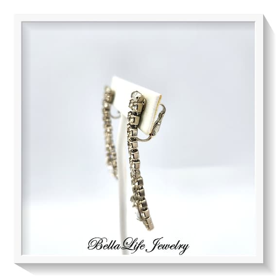 Extra Long Rhinestone Dangle Vintage Earrings - image 2