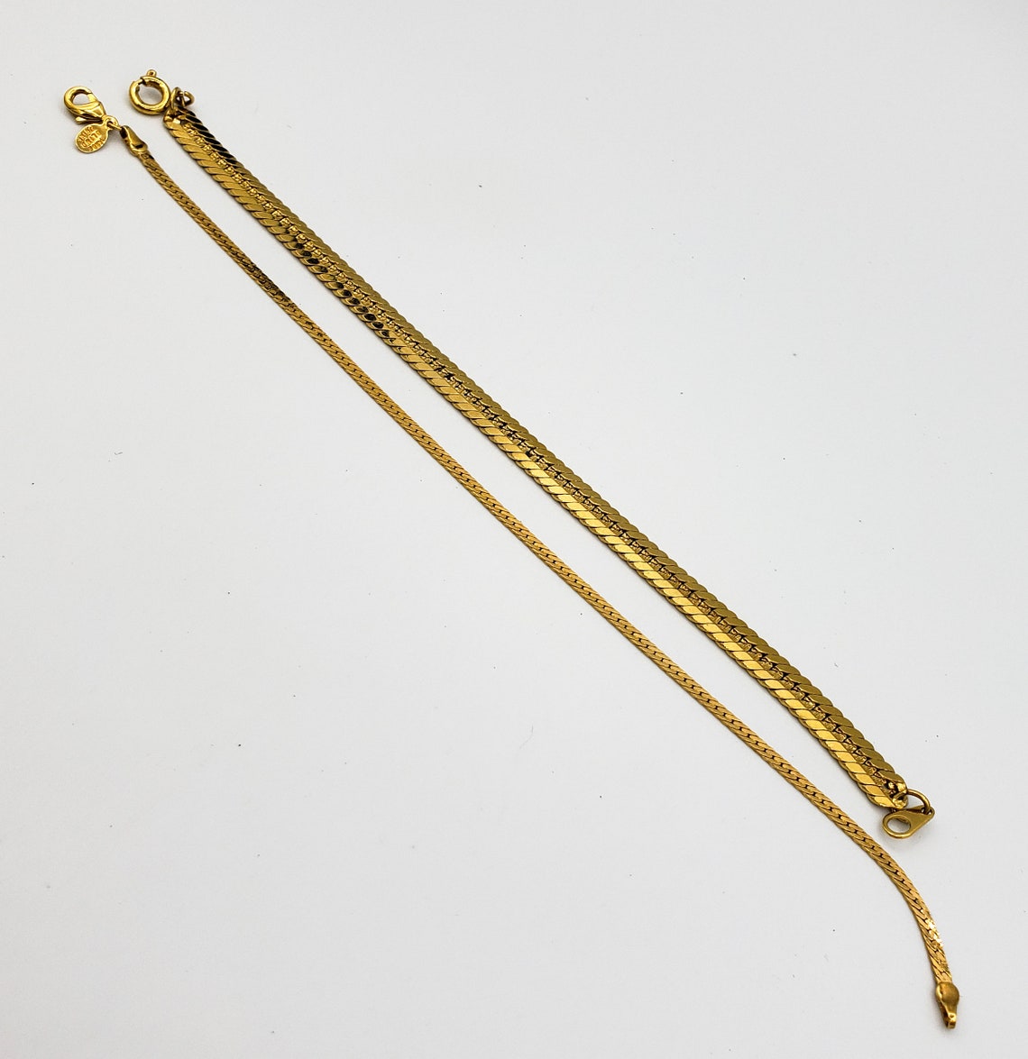 2 Gold Chain Bracelets 14KGE Lind L11 Etsy