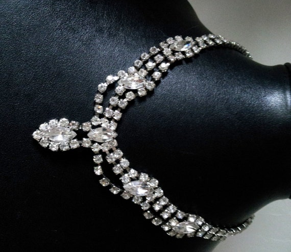 Big Bling Vintage Old Rhinestone Choker, Lots of G