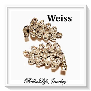 Weiss Rhinestone Leaf Design Ear Climbers Clip Earrings L14