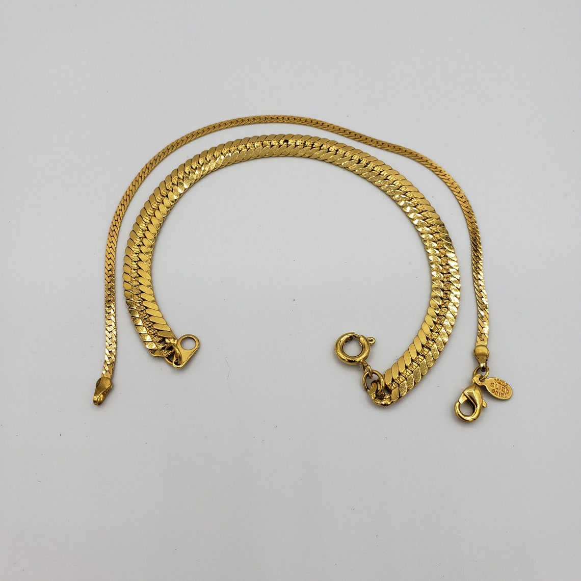 2 Gold Chain Bracelets 14KGE Lind Etsy