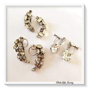 3 Pairs Vintage Earrings Lot,  Large Dangle and Half Circle