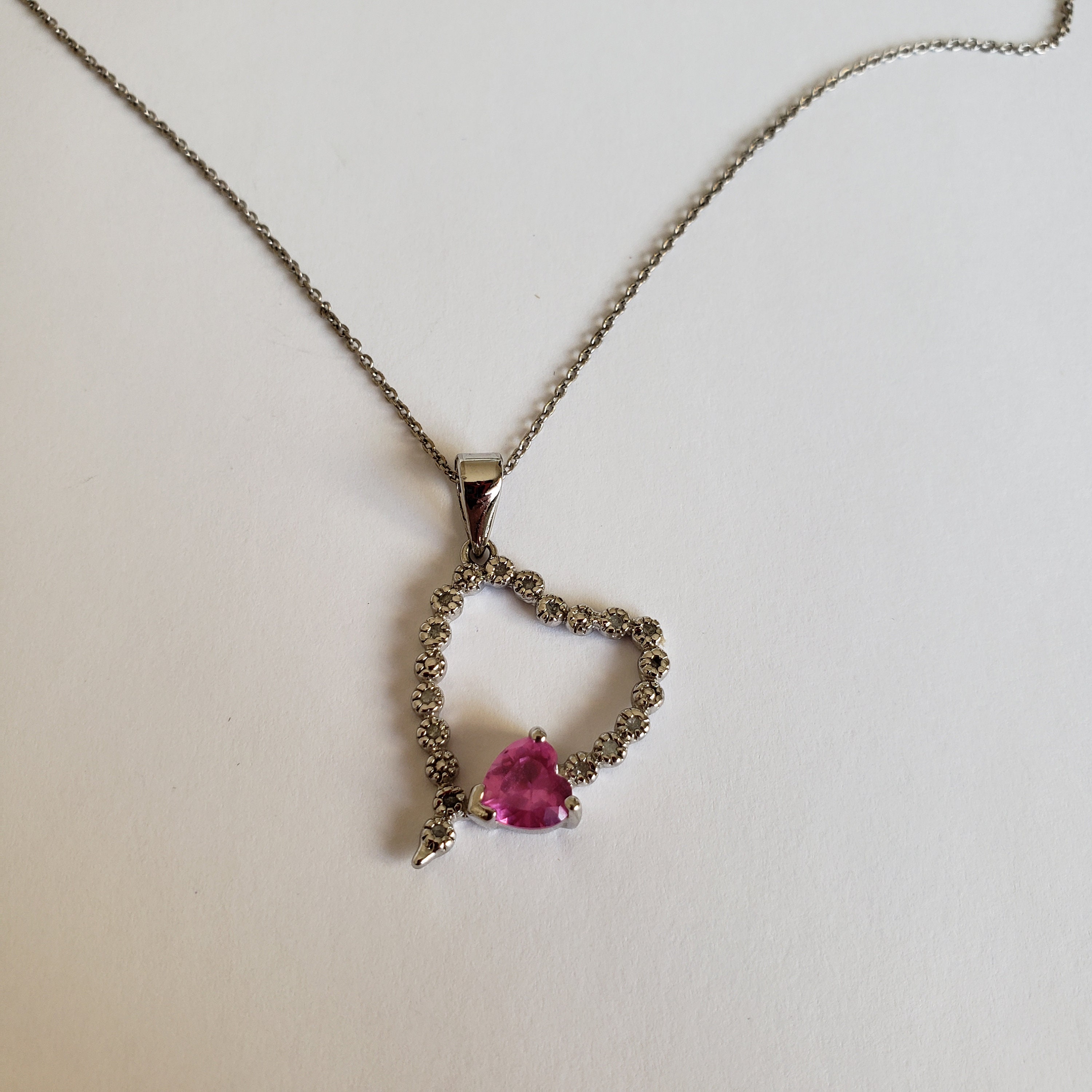Delicate Pink Rhinestone Heart Pendant, 925, Silver Valentine Necklace ...