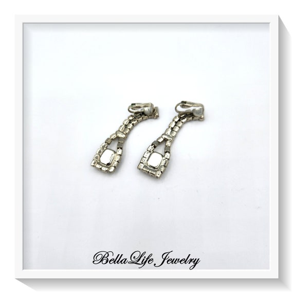 Extra Long Rhinestone Dangle Vintage Earrings - image 4