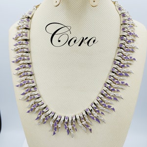 Coro Lilac and White Enamel Spiky Collar Necklace