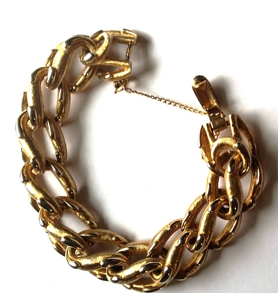 Boucher Chunky Gold Link Bracelet, Textured and Sp