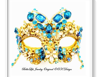 One of a Kind KIERSTEN Art Mask - Vintage Jewelry Hand Crafted Mardi Gras Carnival Mask