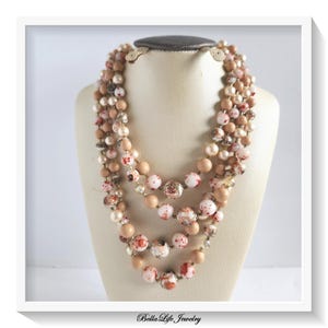 Very Multi Bead Fancy Mix, 4 Strand Vintage Bead Necklace