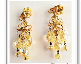 Extra Long Chandelier Earrings Green Gold and Glamorous!