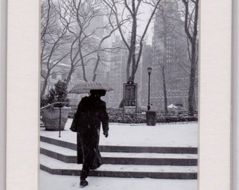 Snowy Walk in the Park Original 4x6 Black and White Photo 5x7 Matt Archival Inks