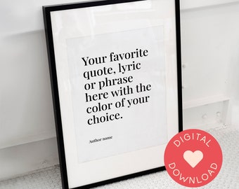 Gepersonaliseerde offerte afdrukken, downloadbare aangepaste offerte afdrukken, aangepaste poster afdrukken, aangepaste offerte teken, afdrukbare muurkunst, gepersonaliseerd cadeau
