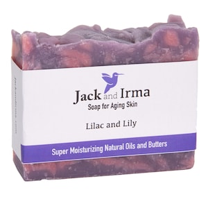 Jack & Irma – Lilac and Lily – Mydło do skóry dojrzałej – Mydło supertłuszczowe, supernawilżające – Ręcznie robione mydło naturalne