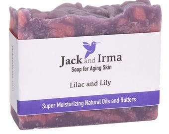 Lilac Lily Moisturizing Soap for Mature Aging Skin - Natural Artisan Bar with Floral Scent