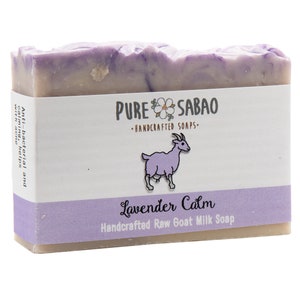 Pure Sabao Lavender Calm Goat Milk Soap, Natural Handmade Soap, Simple Ingredients, Organic Shea Butter image 1