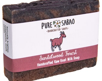 Sandalwood Goat Milk Soap - Natural Essential Oil Bar for Dry Skin Care