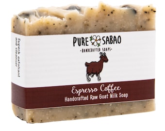 Espresso Coffee Goat Milk Soap - Natural Handmade Exfoliating Bar with Olive Oil for Face & Body Care