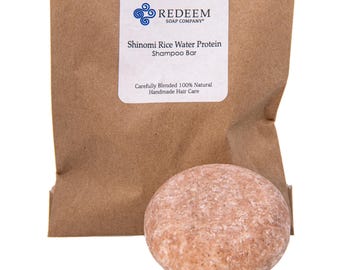 Shinomi Rice Water Protein Shampoo Bar - Zero Waste SLS Free Solid Hair Care Made in USA