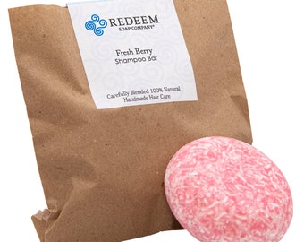 Fresh Berry Shampoo Bar Zero Waste SLS Free Natural Hair Care Travel Size 3 oz