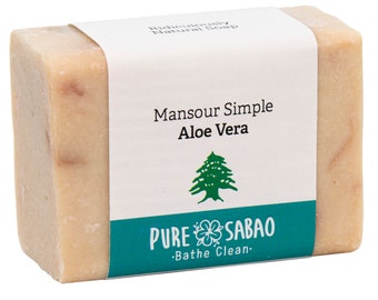 Mansour Simple Aloe Vera Olive Oil Soap - Handmade Lebanese Artisan Skincare Bar for Acne Relief & Hydrating Vegan Beauty