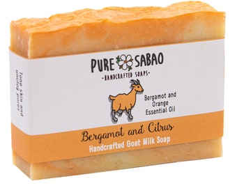Bergamot Citrus Goat Milk Soap - Natural Handmade Bar with Essential Oils for Acne Prone Sensitive Skin Care