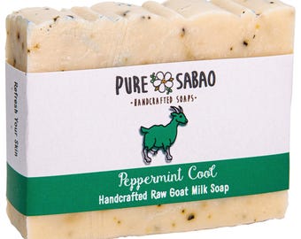 Peppermint Goat Milk Soap with Natural Essential Oils - Moisturizing Bar for Dry Skin