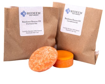Rainforest Roucou Oil Shampoo Conditioner Bar Set - Natural Solid Hair Care Handmade Zero Waste