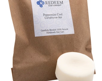 Peppermint Conditioner Bar Natural Handmade Zero Waste Solid Hair Care Plastic Free Travel TSA Approved