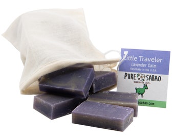Lavender Goats Milk Soap Travel Set - Pure Handmade Body Wash Bars Hotel Size 10 Piece Kit