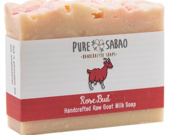 PURE SABAO RoseBud – Goat Milk Soap with Organic Shea Butter – Handmade Natural Soap