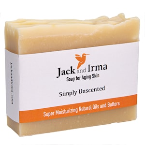 Jack & Irma – Simply Unscented – Mydło do skóry dojrzałej – Mydło supertłuszczowe, supernawilżające – Ręcznie robione mydło naturalne