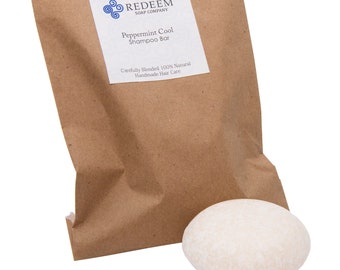 Peppermint Cool Solid Shampoo Bar - Zero Waste Natural Handmade Hair Care by Redeem Soap Company