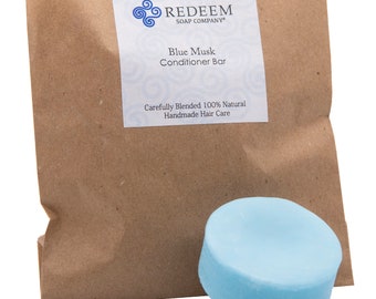 Blue Musk Conditioner Bar - Solid Natural Hair Care by Redeem Soap Company, Zero Waste Plastic Free Gift