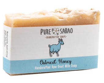 Organic Oatmeal Honey Goat Milk Soap - Handmade Natural Moisturizing Bar for Sensitive Skin
