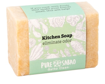 Mansour Kitchen Soap Bar - Handmade Lebanese Stainless Steel Odor Remover for Chef Hands with Natural Olive Oil & Herbs