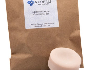 Moroccan Argan Oil Conditioner Bar - Handmade Zero Waste Solid Hair Care for Dry Brittle Frizzy Hair TSA Approved