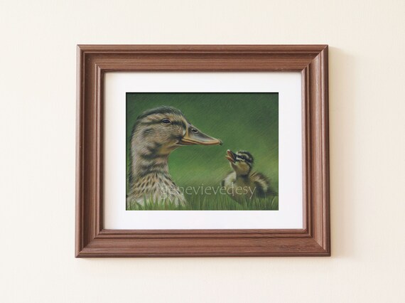 Dessin Original De Canards Maman Et Bebe Canard Dessin Aux Etsy