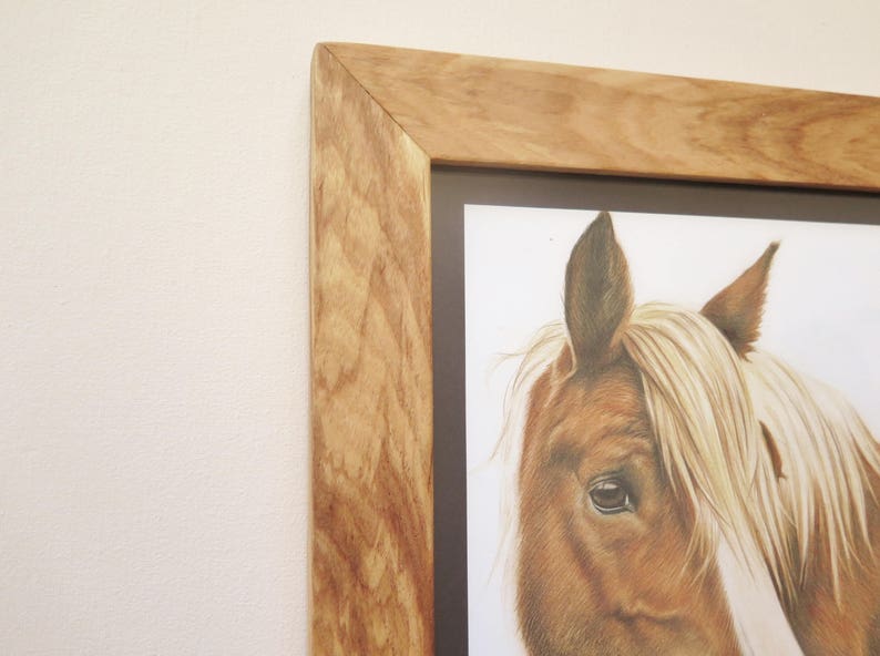 Horse art print framed with solid ash wood 12x14 wood frame Etsy