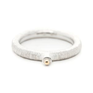 Minimalistic handmade silver ring with gold. Modern birthday gift Wedding ring for proposal unique style Vaidus jewelry