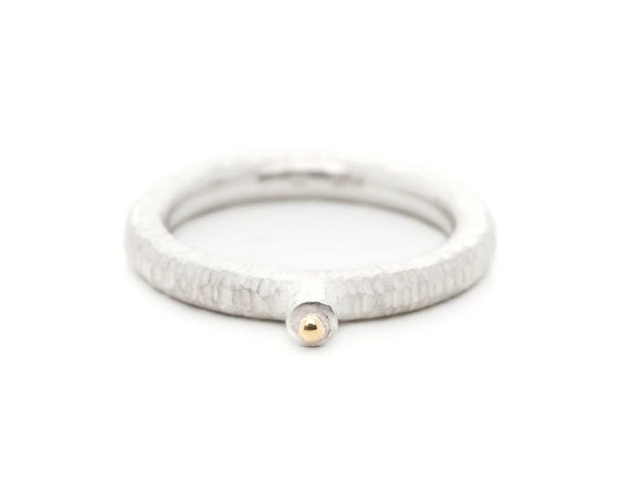 Minimalistic handmade silver ring with gold. Modern birthday gift Wedding ring for proposal unique style Vaidus jewelry