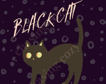 Black Cat Society Print, Pink Halloween, Fall Decor, Kid’s Halloween Party, Cute Spooky Decor, Halloween Sign, Boho Fall Decor, Digital