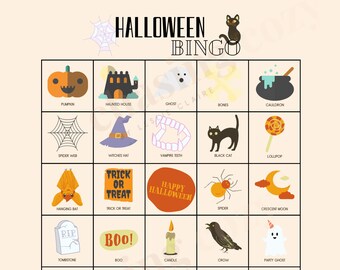 Halloween Bingo Printable, Pink Halloween, Halloween Party, Kid’s Halloween Party, Cute Spooky Decor, Halloween Game, Boho Halloween