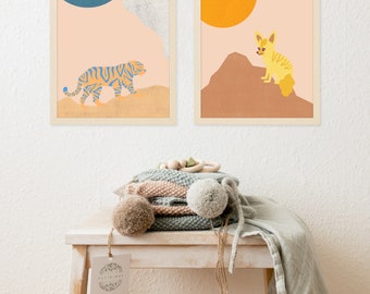 Boho Wall Art, Boho Nursery stampabile, Bambino Camera Decor, Fox Stampabile, Poster della stanza del bambino, Living Room Art, Camera da letto Decor stampabile