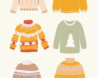 Fall Sweaters Digital Download, Cute Fall Printable, Decorazione Autunnale, Carino Autunno Wall Art, Natale Stampabile, Decorazione di Natale, Maglione