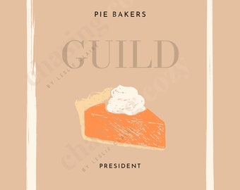 Pie Bakers Guild stampabile, arredamento rosa di Halloween, arredamento autunnale, festa di Halloween per bambini, arredamento spettrale carino, segno di Halloween, arredamento autunnale Boho