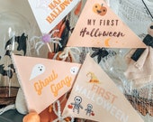 My First Halloween Flags, Pennant Flag, Pink Halloween Decor, Kid’s Halloween Party, Cute Spooky Decor, Halloween Sign, Boho Fall Decor